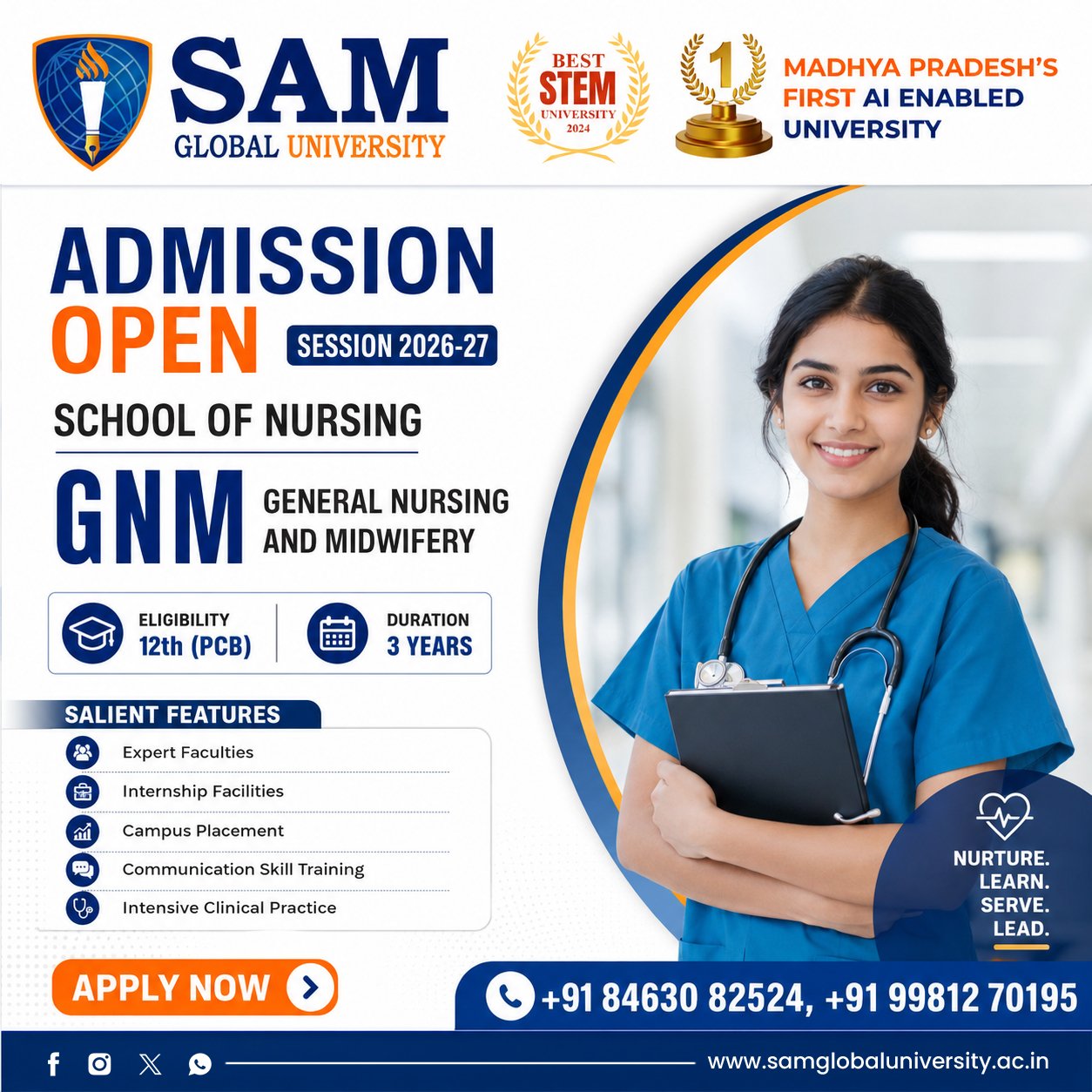 GNM nursing student on campus